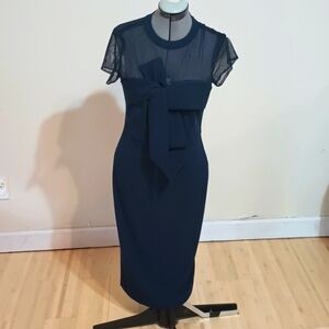 JS Collection Illusion neck, stretch crepe, midi dress size 8